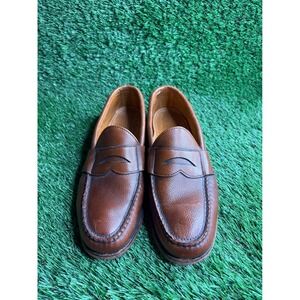 Barrie Ltd Mens Brown Pebbled‎ Grain Leather Penny Loafers Made in USA